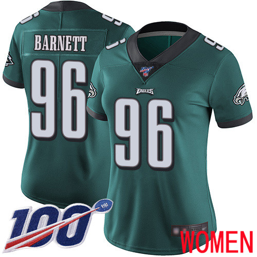 Women Philadelphia Eagles 96 Derek Barnett Midnight Green Team Color Vapor Untouchable NFL Jersey Limited 100th